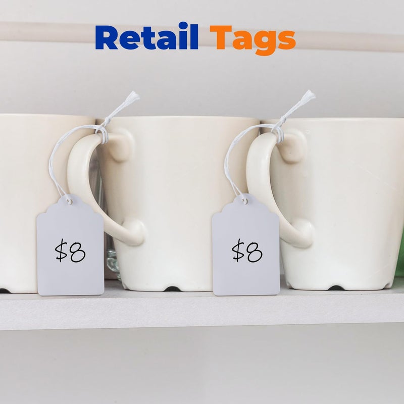 Brothersbox Price Tags with Strings Attached, 1000pcs Marking White Merchandise Hang Tags Labels for Goods Gifts Jewelry Clothing Garage Yard Rummage Sale Supplies 1 3/8" x 2 1/8" - Image 5